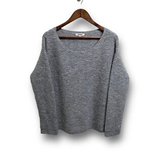 BB Dakota‎ Women’s Lightweight Waffle Knit Open Neck Pullover Sweater Gray